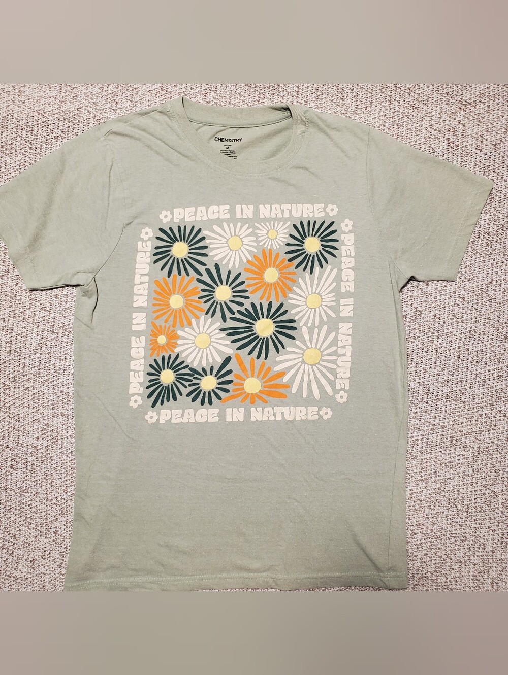 Chemistry Light Sage 'Peace in Nature' Floral Graphic Tee